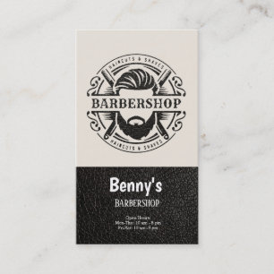 Barbershop leather look business card