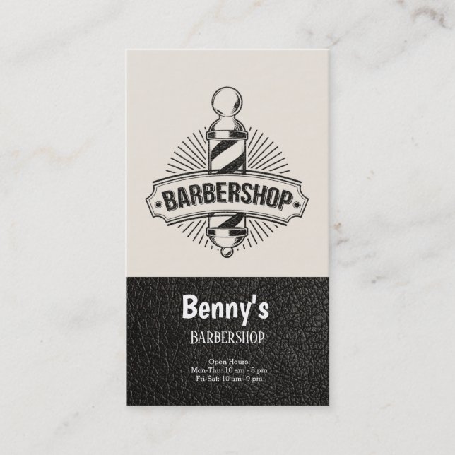 Barbershop leather look business card (Front)