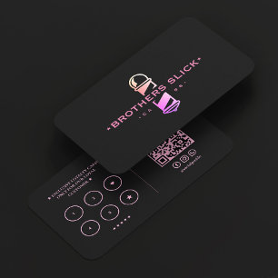 Barbershop Loyalty Card Barber Pole Pink Black