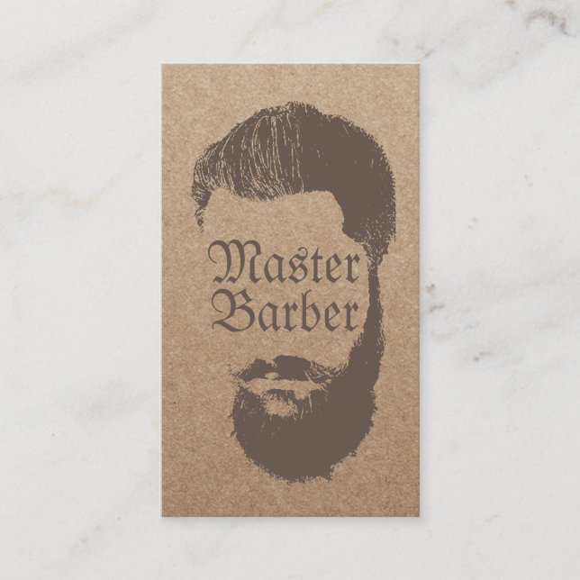 Barbershop Master Barber Rustic Kraft Hair Business Card (Front)