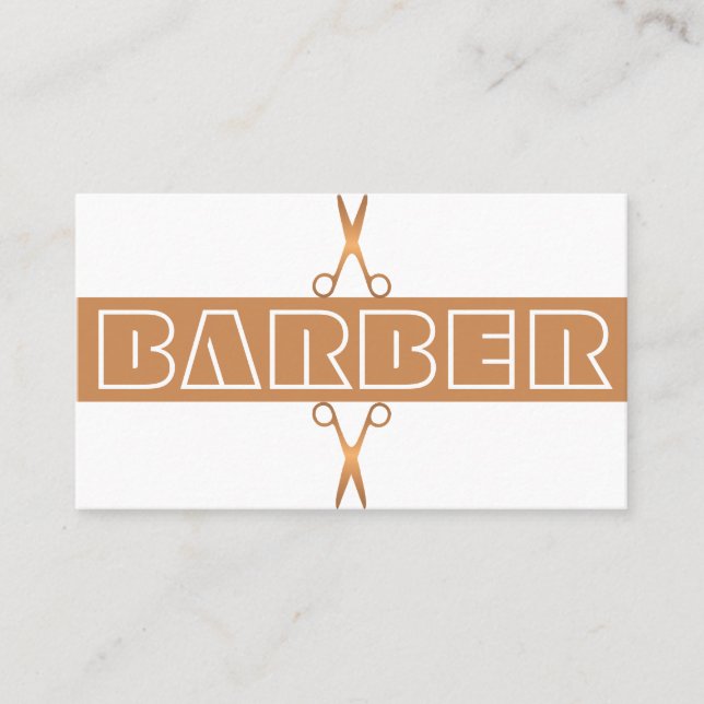 Barbershop modern gold typography Business Card (Front)
