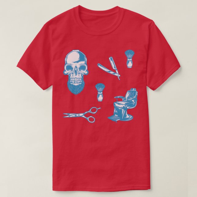 Barbershop pack blue pattern T-Shirt (Design Front)