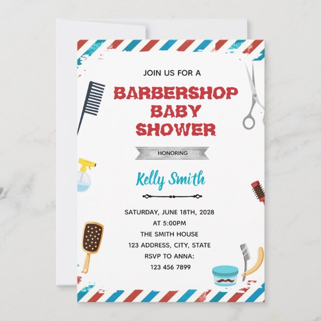 Barbershop party invitation (Front)