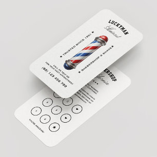 Barbershop Pole Red White Blue Loyalty White Business Card
