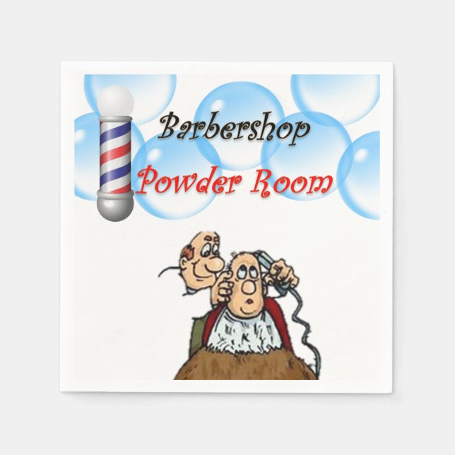 Barbershop Powder Room Paper Napkins (Front)