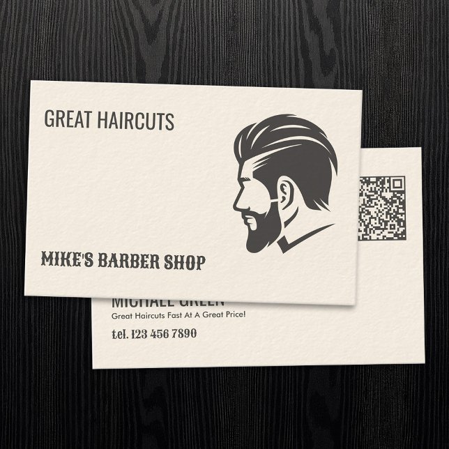 Barbershop QR Barber Business Card (Barbershop Business Card)