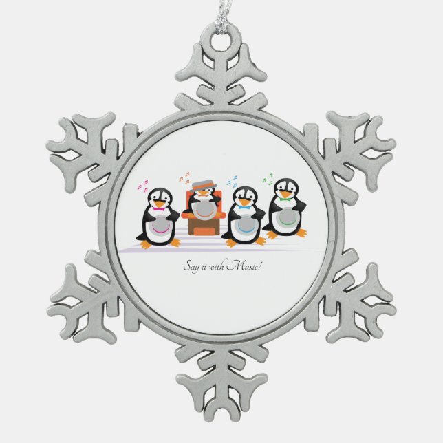 Barbershop Quartet Snowflake Pewter Christmas Ornament (Front)