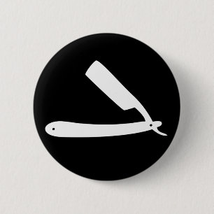 barbershop razor 6 cm round badge