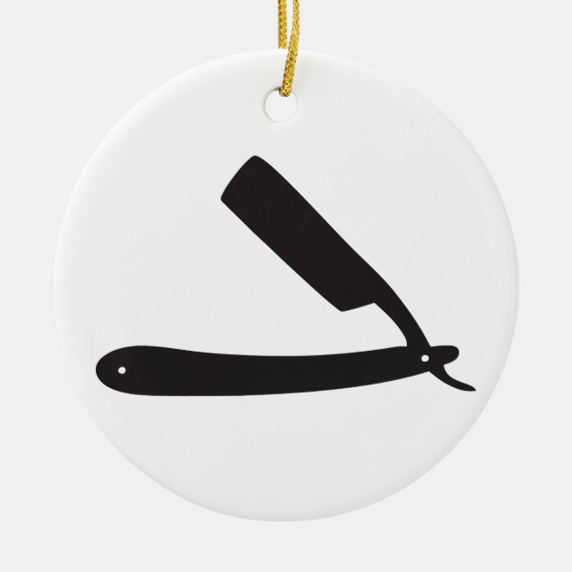 barbershop razor ceramic tree decoration (Front)