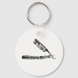 barbershop razor icons key ring