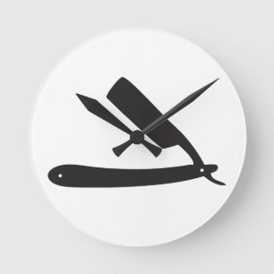 barbershop razor round clock