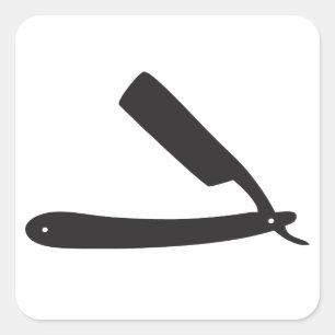 barbershop razor square sticker