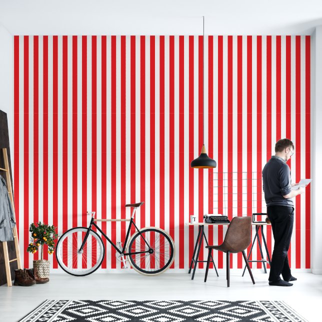 Barbershop Red and White Stripe Pole Wallpaper (Living Room)