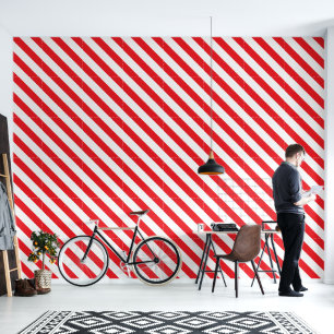 Barbershop Red and White Stripe Pole Wallpaper