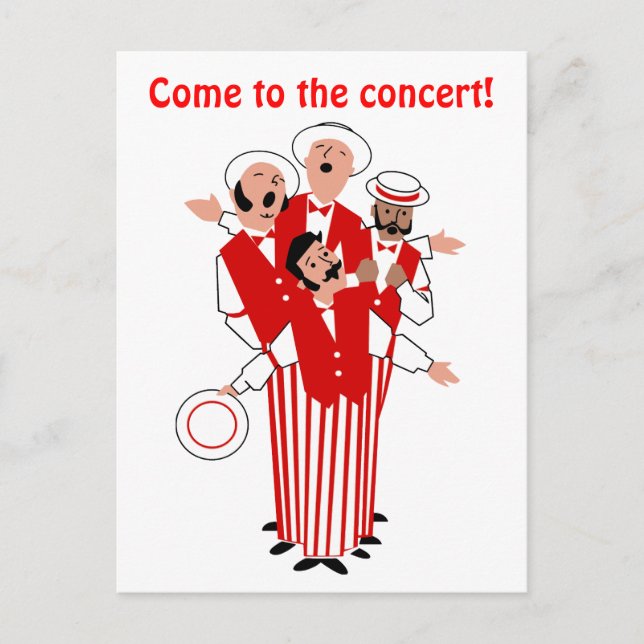Barbershop Red Quartet Personalise Invitation Postcard (Front)