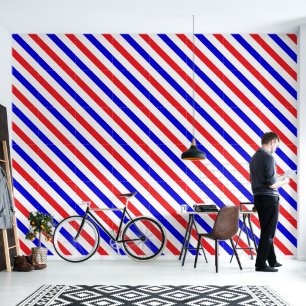 Barbershop Red, White and Blue Stripe Pole Wallpaper