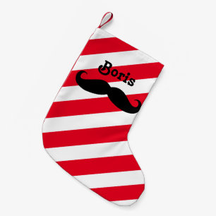 Barbershop Red White Shop Pole Mustache Barbers Small Christmas Stocking