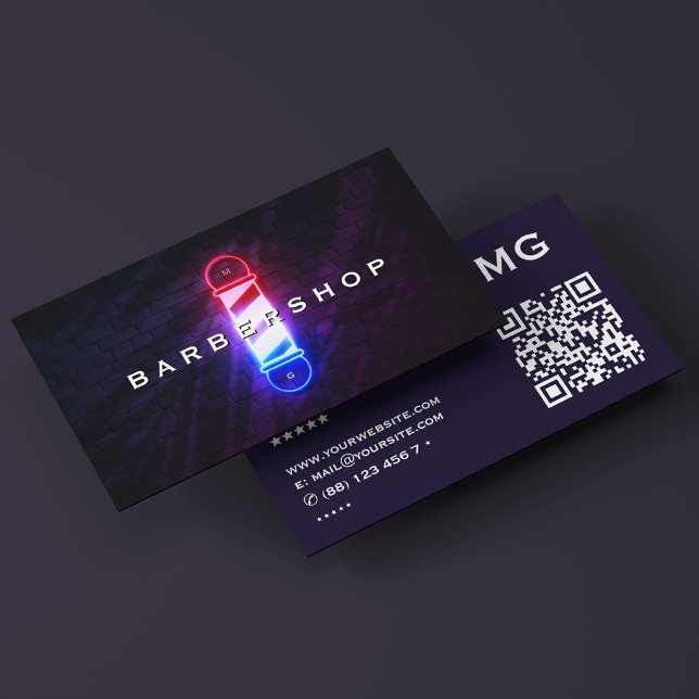 Barbershop Retro Barber Pole Red White Blue Glow Business Card (Barbershop Retro Barber Pole Red White Blue Glow Business Card
)