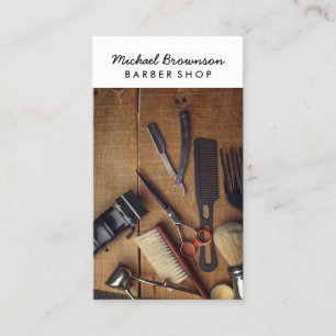 BarberShop Rustic Wood hipster Business Card
