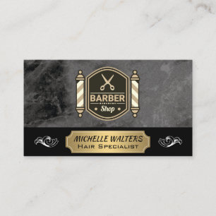 Barbershop Scissors   Barber Pole Business Card
