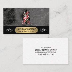 Barbershop Scissors   Barber Pole Logo Business Card