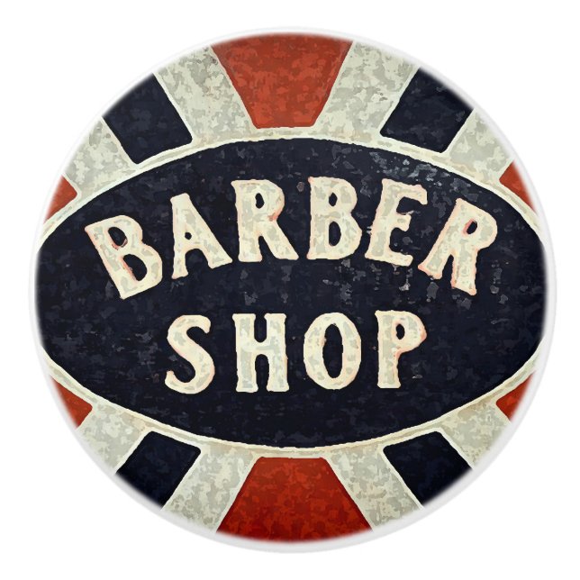 Barbershop Sign 4 Ceramic Knob (Front)