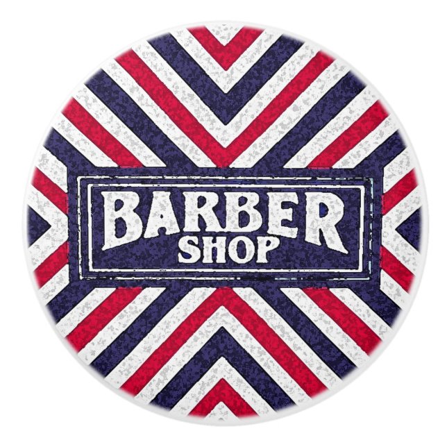 Barbershop Sign Ceramic Knob (Front)