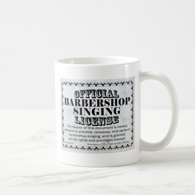 Barbershop Singing License Coffee Mug (Right)