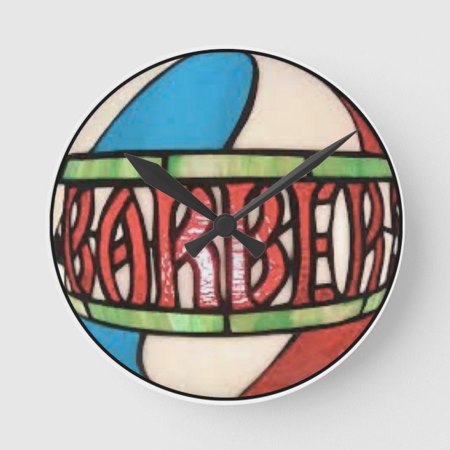 Barbershop Stained Glass Globe Clock (Front)