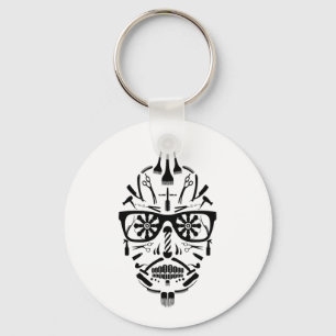 barbershop sugar skull key ring