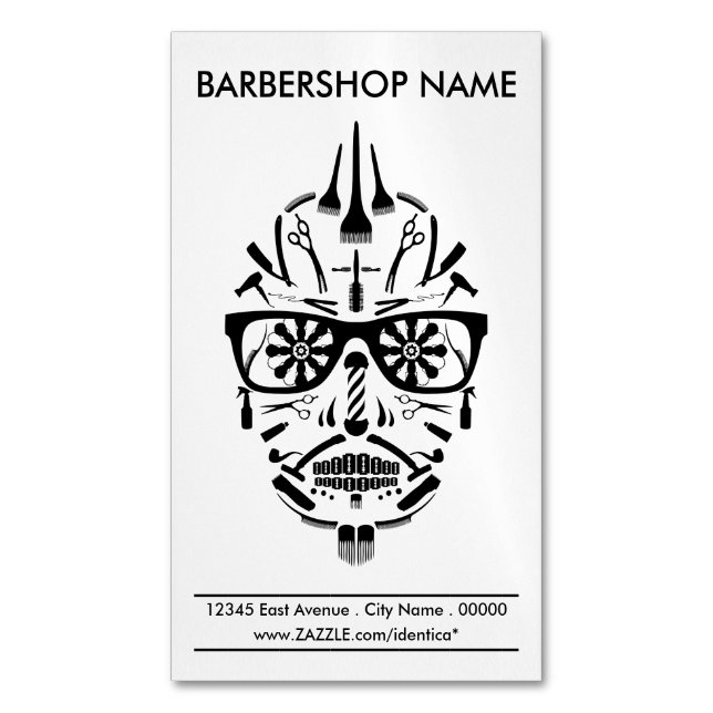 barbershop sugar skull 	Magnetic business card (Front Vertical)