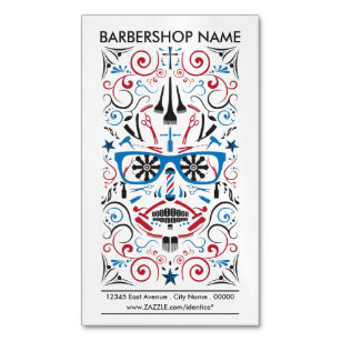 barbershop sugar skull 	Magnetic business card