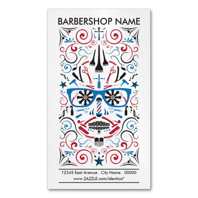 barbershop sugar skull 	Magnetic business card (Front Vertical)