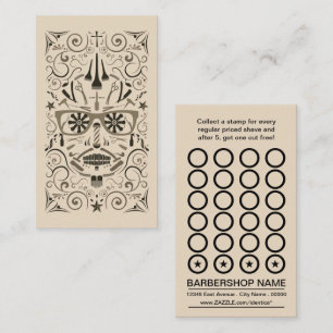 barbershop sugar skull punch card