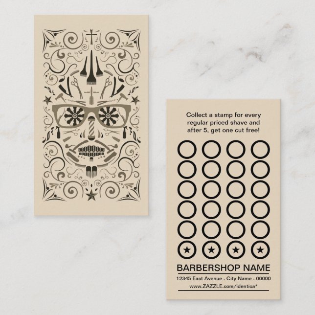 barbershop sugar skull punch card (Front/Back)