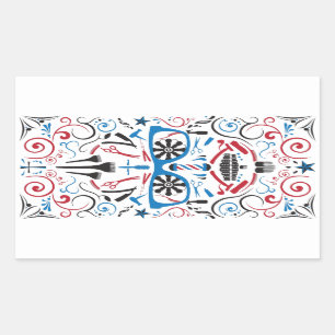 barbershop sugar skull rectangular sticker