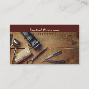 Barbershop Supply Photo Scissor Razor Business Card