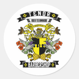 Barbershop Tenor Coat of Arms Classic Round Sticker
