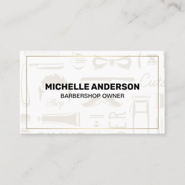Barbershop Tools Background Business Card (Front)