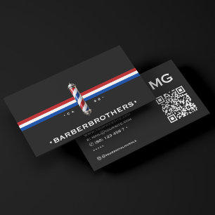 Barbershop Travel Barber Black Red White Blue  Business Card