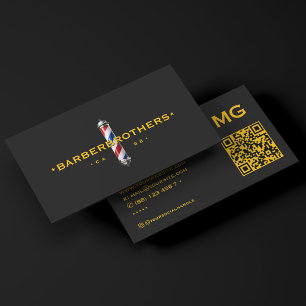 Barbershop Yellow Black Classic Barber Pole Business Card
