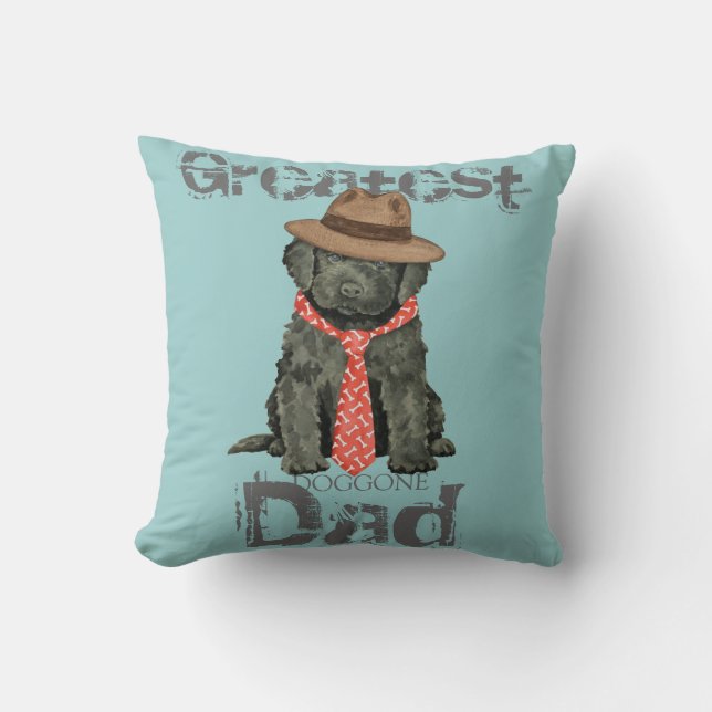 Barbet Dad Throw Pillow (Front)