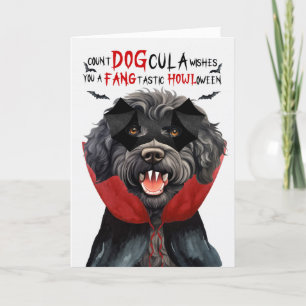 Barbet Dog Funny Count DOGcula Halloween Holiday Card