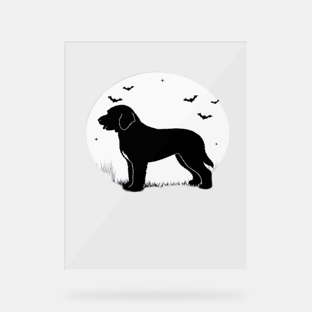 Barbet Dog – Halloween Moon Silhouette Oversized T Acrylic Sign (Front)