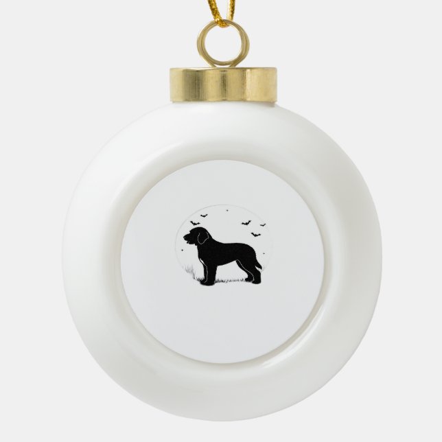 Barbet Dog – Halloween Moon Silhouette Oversized T Ceramic Ball Christmas Ornament (Front)