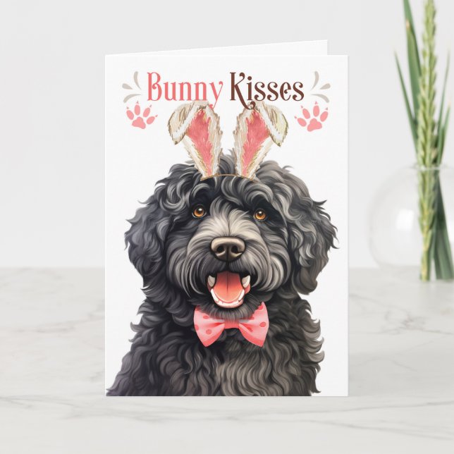 Barbet Dog in Bunny Ears for Easter Holiday Card (Front)