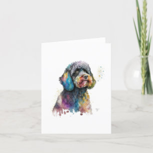 Barbet Dog In Watercolor & Pen Holiday Card