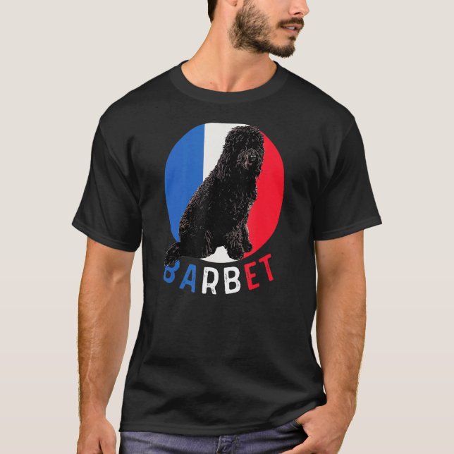 Barbet French Water Dog With France Flag & Colours T-Shirt (Front)