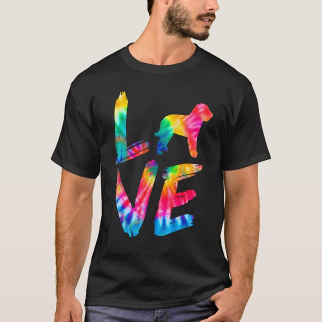 Barbet Tie Dye Love Dog Mum Dad T-Shirt (Front)