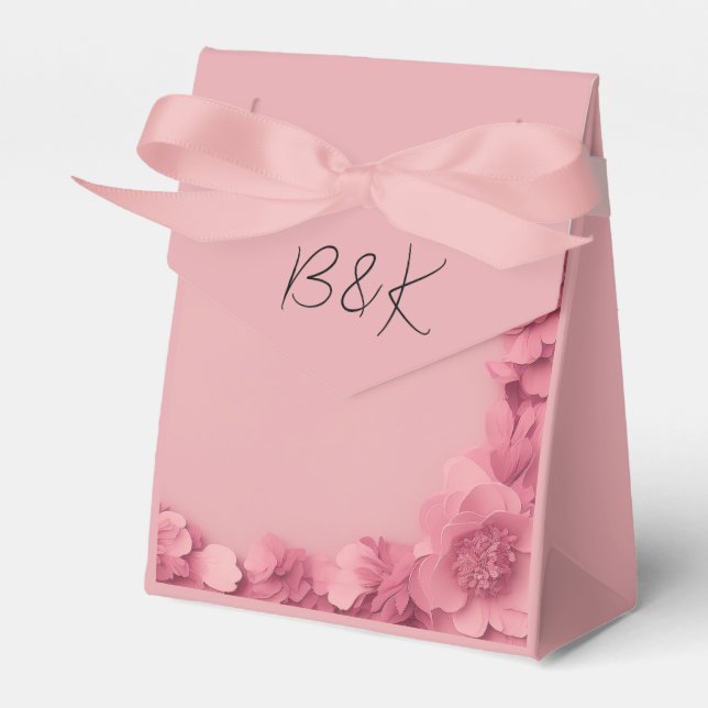 Barbicore pink floral wedding  favour box (Front Side)